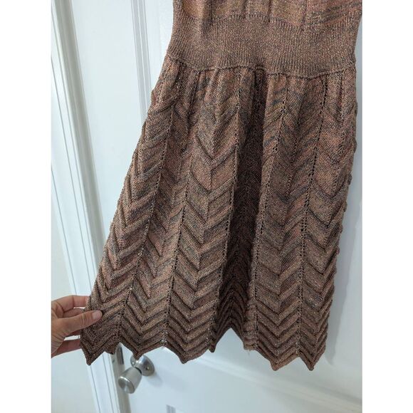 M Missoni Multicolor Lurex Knit Chevron Pattern Sleeveless Skater Dress‎ X-Small - Picture 4 of 6